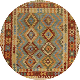 Round Contemporary Mahogany Brown Southwestern Rug, con1689