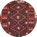 Round Machine Washable Contemporary Chestnut Brown Rug, wshcon1690