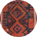 Round Contemporary Chestnut Brown Oriental Rug, con1691