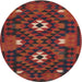 Round Contemporary Chestnut Brown Oriental Rug, con1694