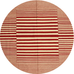 Round Machine Washable Contemporary Fire Red Rug, wshcon1695