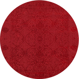 Round Machine Washable Contemporary Red Rug, wshcon169