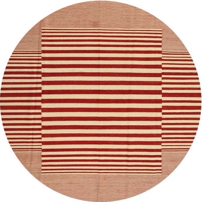 Round Contemporary Red Modern Rug, con1700