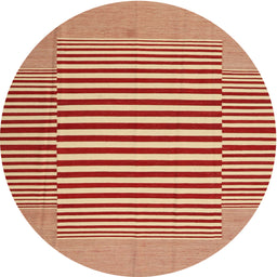 Round Machine Washable Contemporary Fire Red Rug, wshcon1700