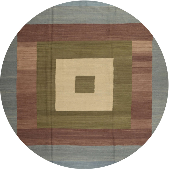Round Contemporary Khaki Green Modern Rug, con1701