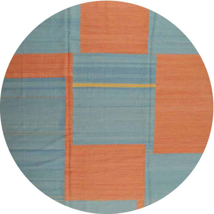 Round Machine Washable Contemporary Cadet Blue Green Rug, wshcon1702