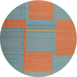 Round Contemporary Cadet Blue Green Modern Rug, con1702