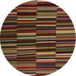 Round Contemporary Red Modern Rug, con1709