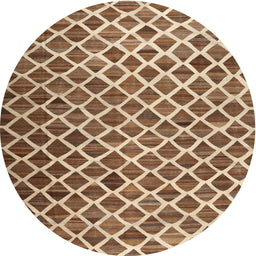 Round Contemporary Saddle Brown Modern Rug, con1711