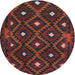 Round Contemporary Saffron Red Oriental Rug, con1717