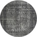 Round Contemporary Light Black Modern Rug, con1730