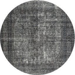 Round Machine Washable Contemporary Light Black Rug, wshcon1730