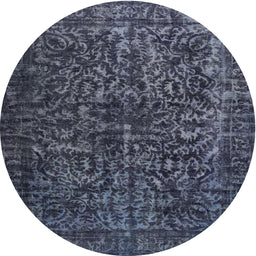 Round Contemporary Dark Slate Blue Modern Rug, con1734