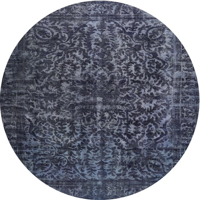 Round Machine Washable Contemporary Dark Slate Blue Rug, wshcon1734