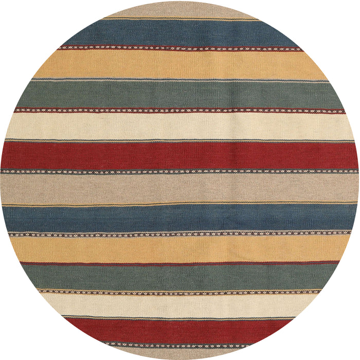 Round Contemporary Reddish Brown Southwestern Rug, con1737