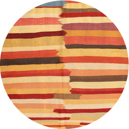 Round Machine Washable Contemporary Orange Rug, wshcon1756