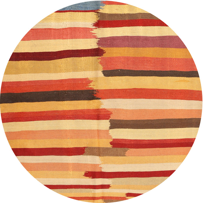 Round Machine Washable Contemporary Orange Rug, wshcon1756
