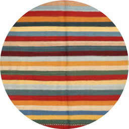 Round Contemporary Fire Brick Red Southwestern Rug, con1763