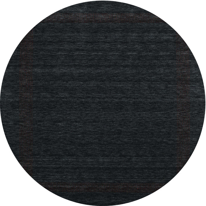 Round Machine Washable Contemporary Gunmetal Green Rug, wshcon1765