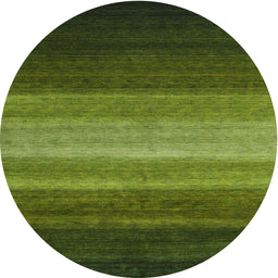 Round Machine Washable Contemporary Dark Forest Green Rug, wshcon1769