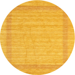 Round Machine Washable Contemporary Deep Yellow Rug, wshcon1773