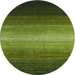 Round Machine Washable Contemporary Dark Forest Green Rug, wshcon1774