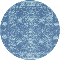 Round Machine Washable Contemporary Denim Blue Rug, wshcon177