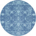 Round Contemporary Denim Blue Persian Rug, con177