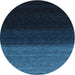 Round Contemporary Blue Modern Rug, con1790