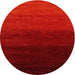 Round Machine Washable Contemporary Red Rug, wshcon1792