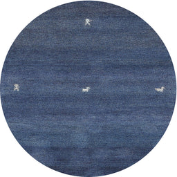 Round Machine Washable Contemporary Steel Blue Rug, wshcon1795