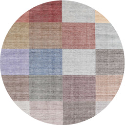 Round Machine Washable Contemporary Pale Silver Gray Rug, wshcon1801