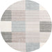 Round Contemporary Silver Pink Modern Rug, con1804