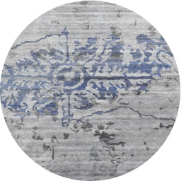Round Contemporary Silver Gray Modern Rug, con1808