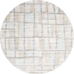 Round Contemporary Platinum Gray Modern Rug, con1809