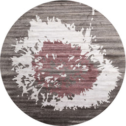 Round Machine Washable Contemporary Rosy-Finch Purple Rug, wshcon1814