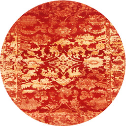 Round Contemporary Orange Modern Rug, con1819