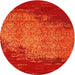 Round Machine Washable Contemporary Orange Red Rug, wshcon1820