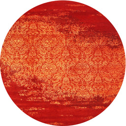 Round Contemporary Orange Red Modern Rug, con1820