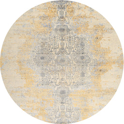 Round Machine Washable Contemporary Gold Rug, wshcon1825