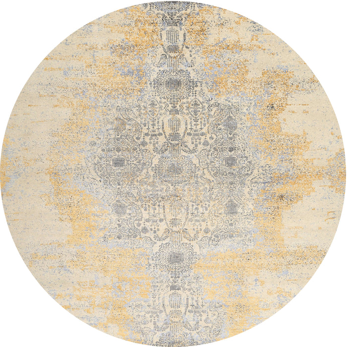 Round Machine Washable Contemporary Gold Rug, wshcon1825