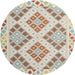 Round Contemporary Camel Brown Southwestern Rug, con1832