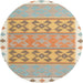 Round Machine Washable Contemporary Tan Brown Rug, wshcon1834