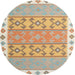 Round Contemporary Bronze Brown Southwestern Rug, con1836