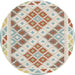 Round Contemporary Camel Brown Southwestern Rug, con1850