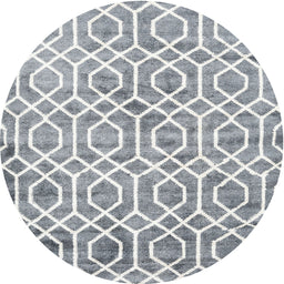 Round Machine Washable Contemporary Light Gray Rug, wshcon1851