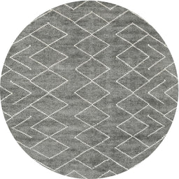 Round Machine Washable Contemporary Dark Gray Rug, wshcon1859