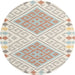 Round Contemporary Light French Beige Brown Southwestern Rug, con1869