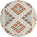 Round Contemporary Camel Brown Southwestern Rug, con1873