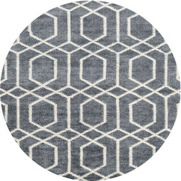 Round Contemporary Silver Gray Modern Rug, con1875